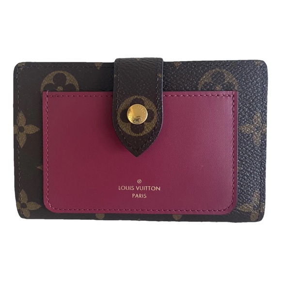 LOUIS VUITTON  Damier Ebene Juliette Wallet Bordeaux Wine Leather & LV Monogram - Picture 2 of 8